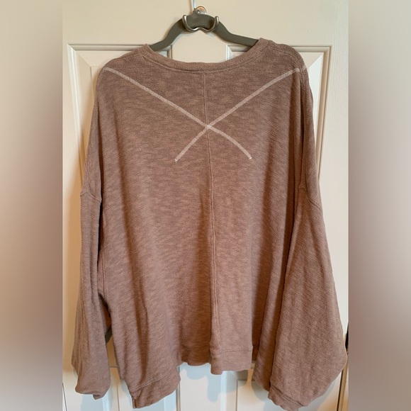 We the Free Nouvelle light brown cotton top. Size S, oversized. GUC - Picture 3 of 6